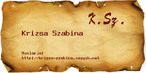 Krizsa Szabina névjegykártya