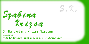 szabina krizsa business card